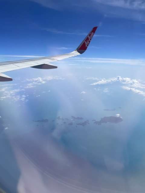 Flying over Koh Phangan and Angthong National Marine Park on our flight from Surat Thani to Bangkok