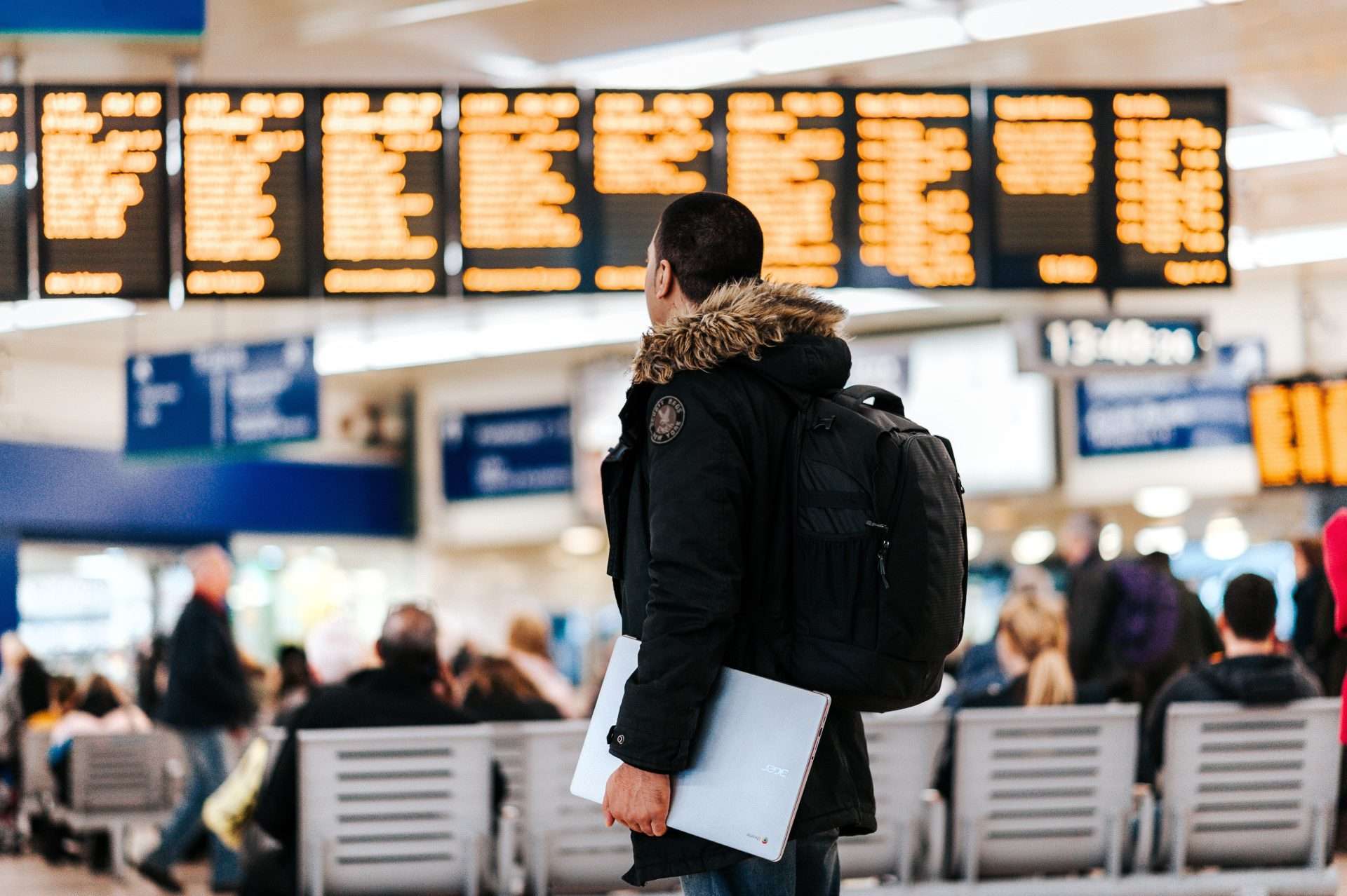 remote job Digital nomad at an airport