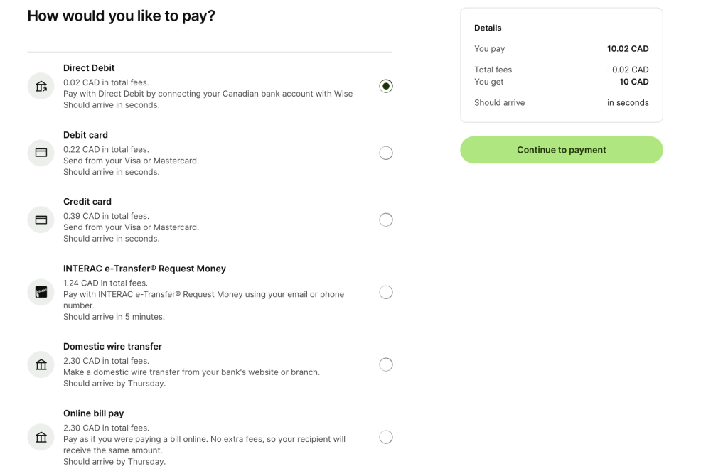 wise Wise funding fees